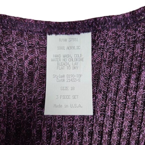En Focus VTG Tank Cardigan Set Women Size 18 Purple 90s Y2K Preppy Career - Picture 7 of 12